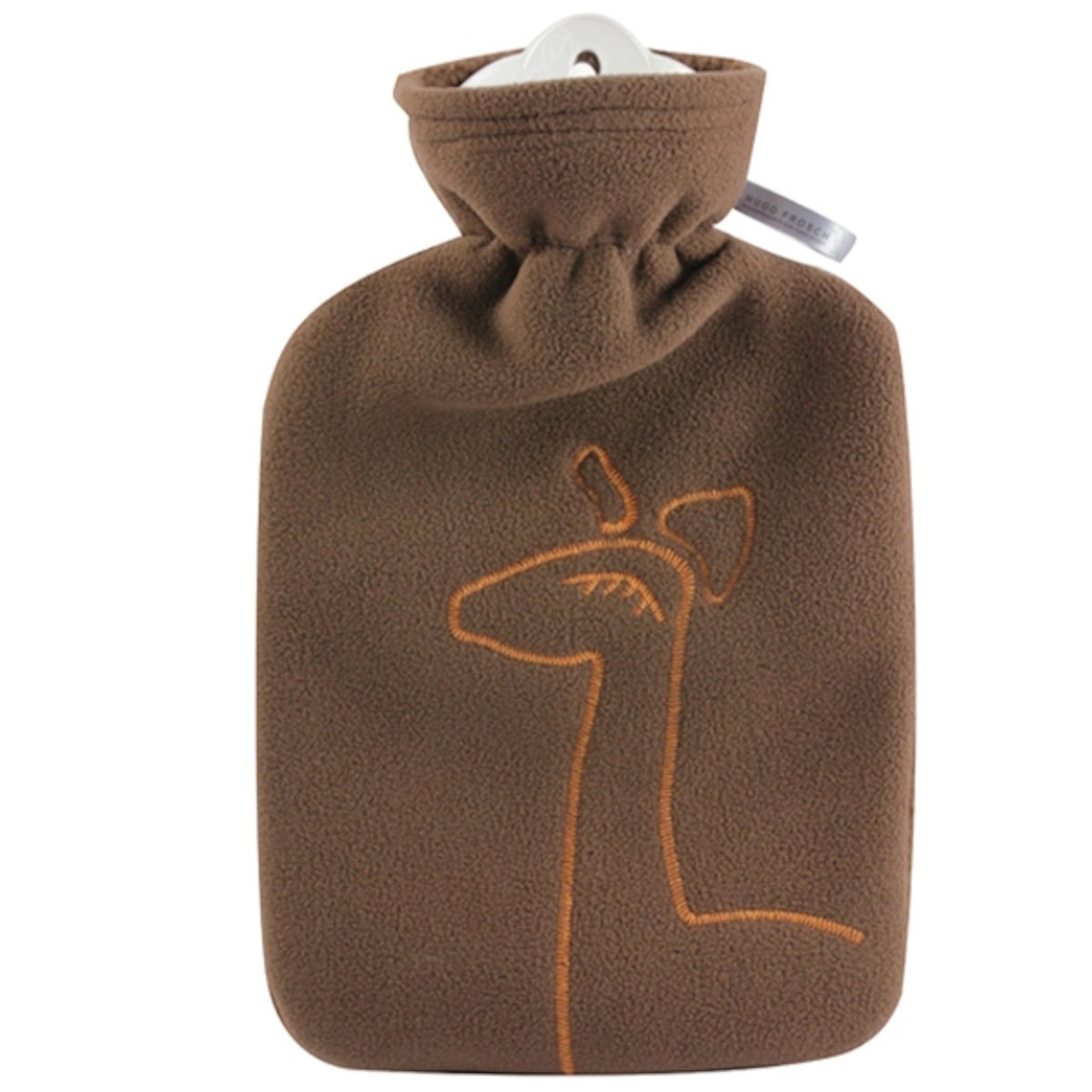 Hot Water Bottle Classic with Cover, Double Fleece - Brown Giraffe