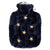 Hot Water Bottle Classic with Cover, Faux Fur - Dark Blue Stars