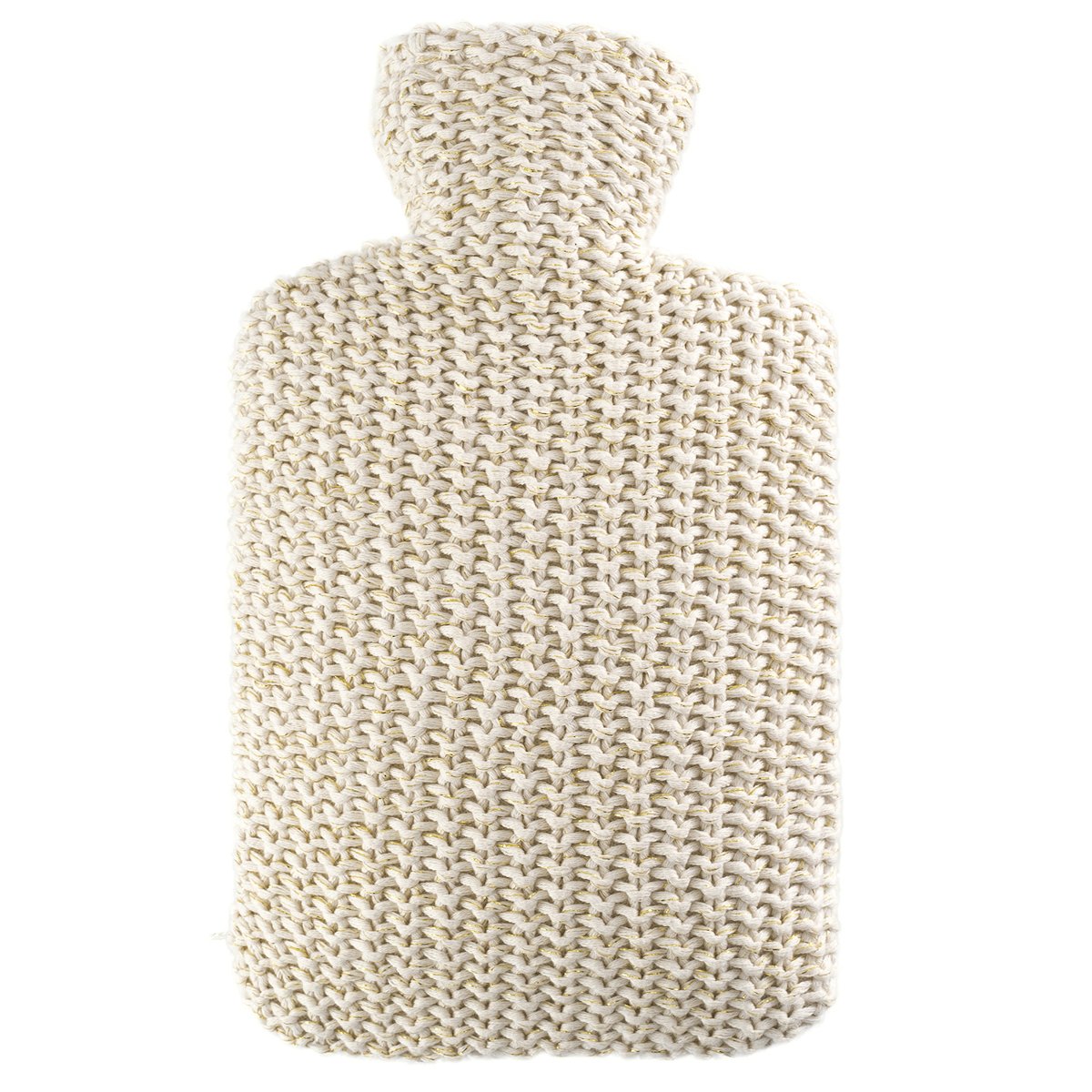 Hot Water Bottle Classic with Cover, Knitted - Lurex Cream