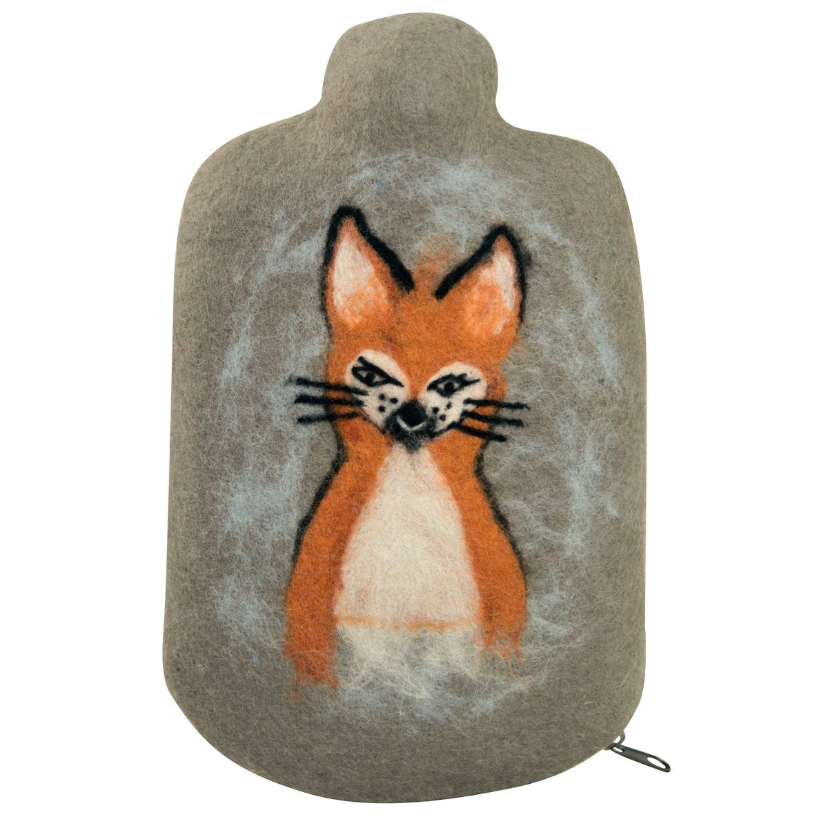Kids Eco Hot Water Bottle Junior Comfort with Cover, Handmade Felt - Fox