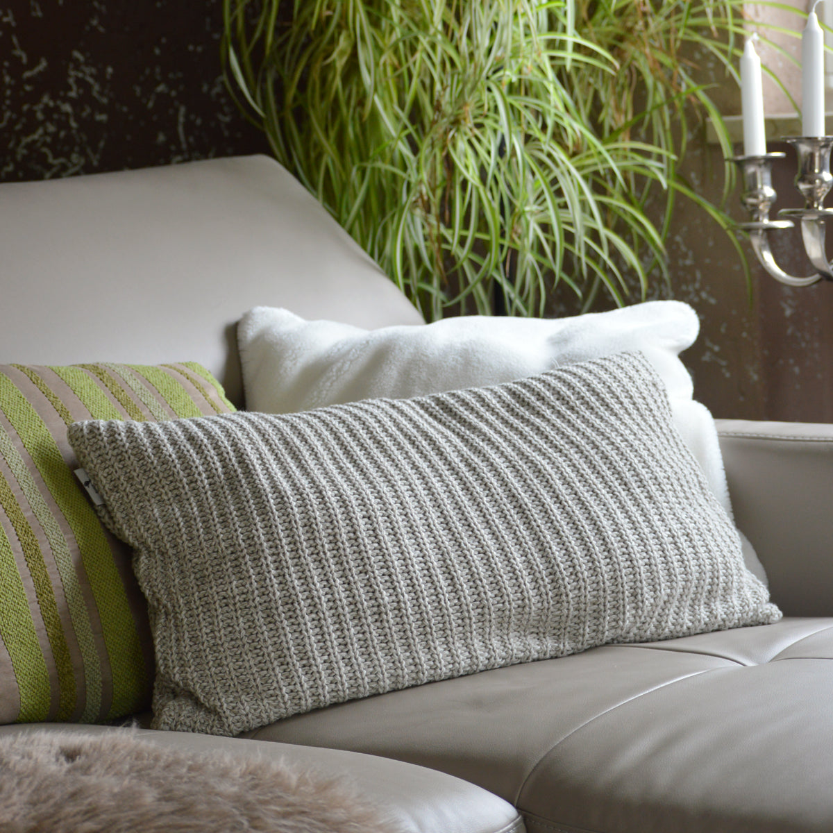 Desinger Cushion with integrated Eco Hot Water Bottle -Knitted Cover- Sylt