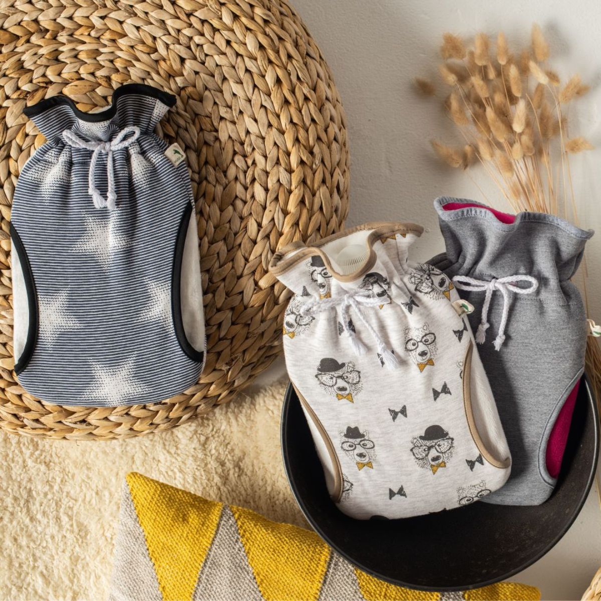 2-Pack Value Bundle – Muff Stars &amp; Knit White Hot Water Bottle Covers