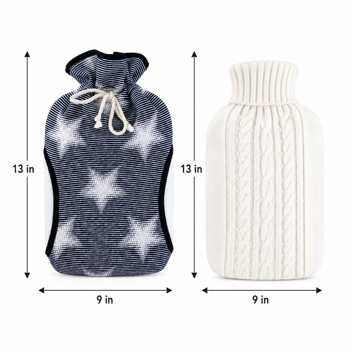2-Pack Value Bundle – Muff Stars &amp; Knit White Hot Water Bottle Covers