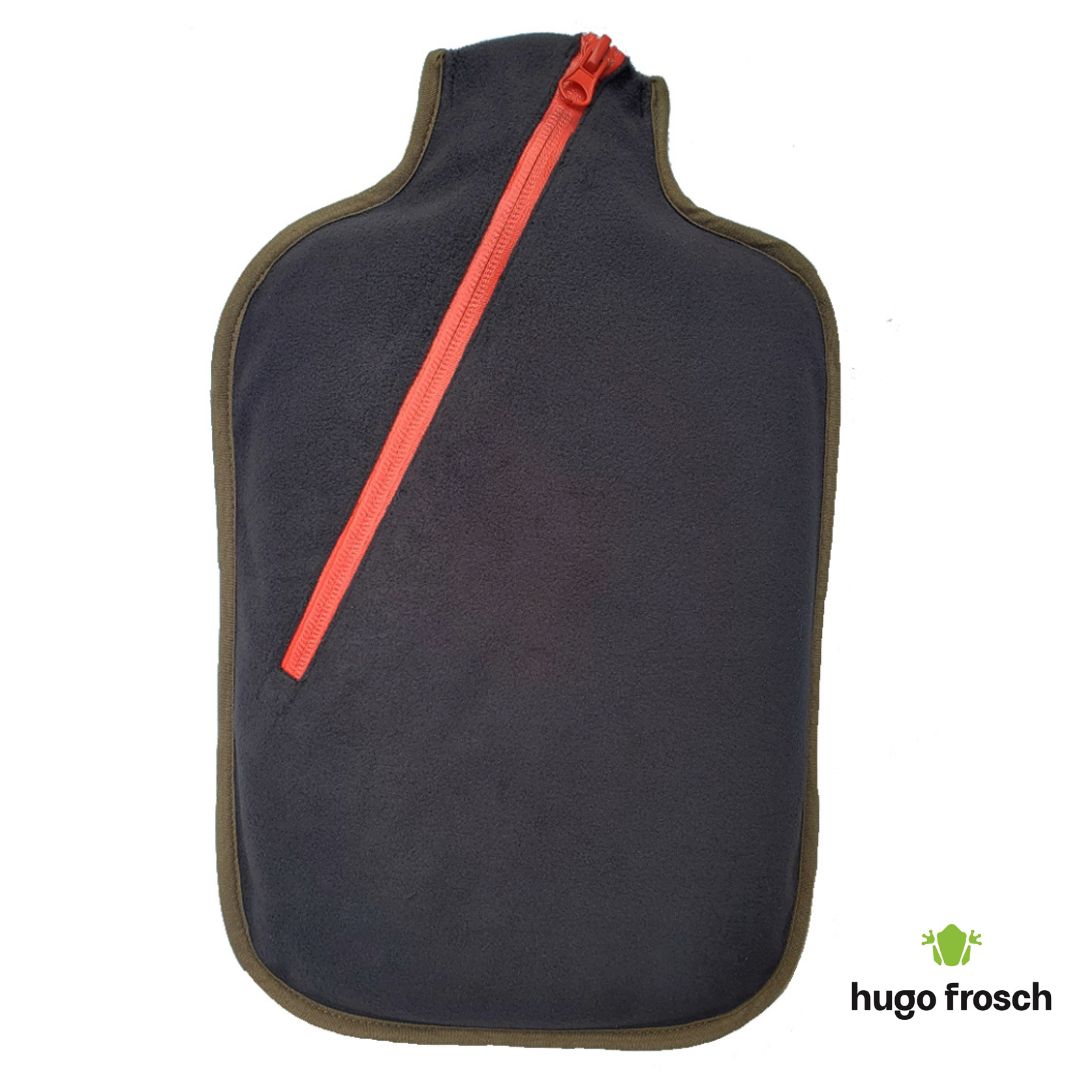 Hot Water Bottle Eco Comfort with Cover, Softshell - Black