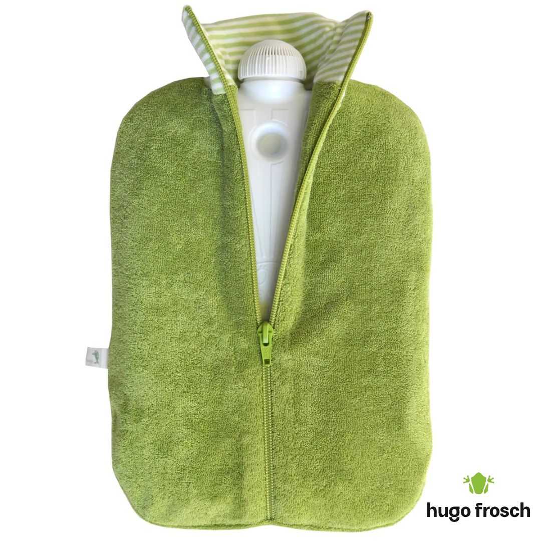 Eco Hot Water Bottle - Organic Cotton Cover - Kiwi