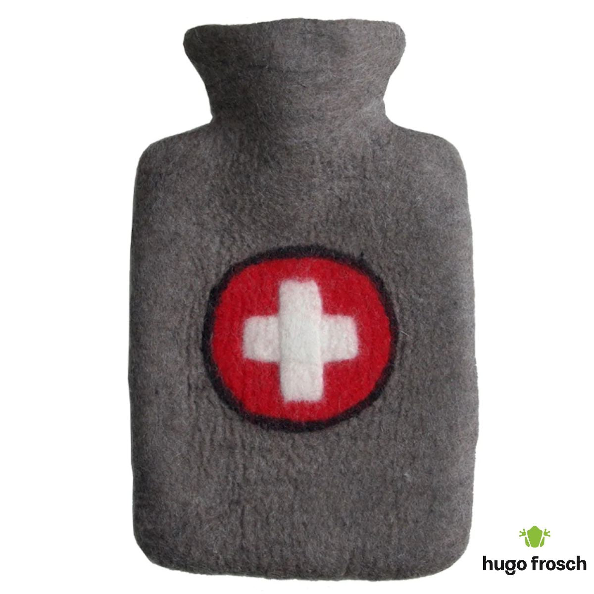 Hot Water Bottle with New Wool Cover, Handmade - Cross