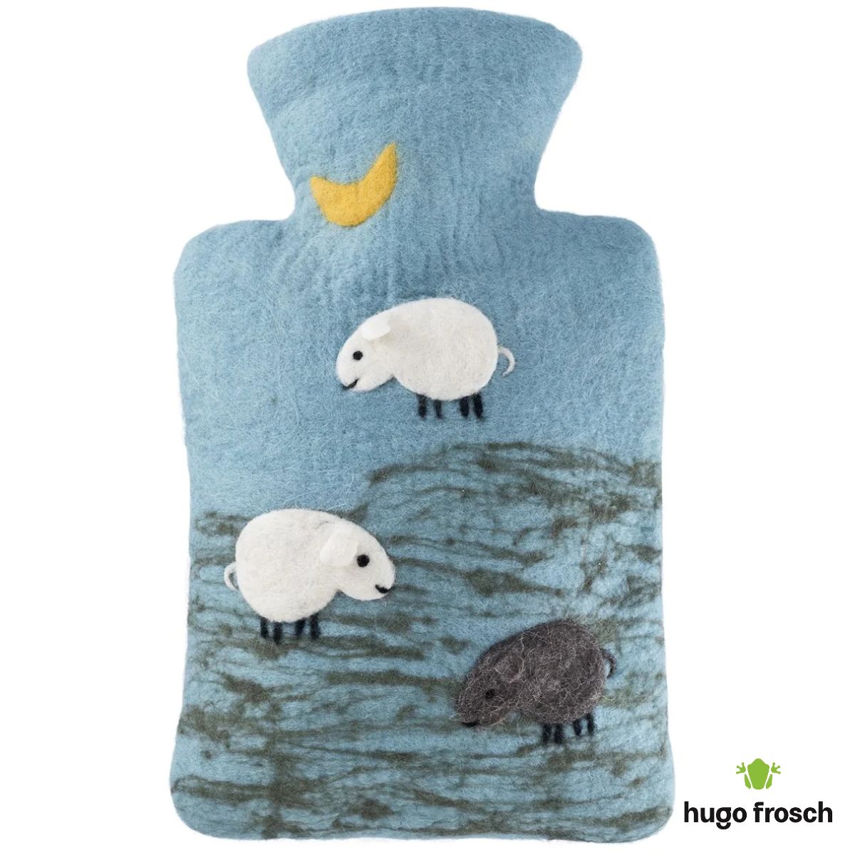 Hot Water Bottle Classic with Cover, Handmade Felt - Sheep