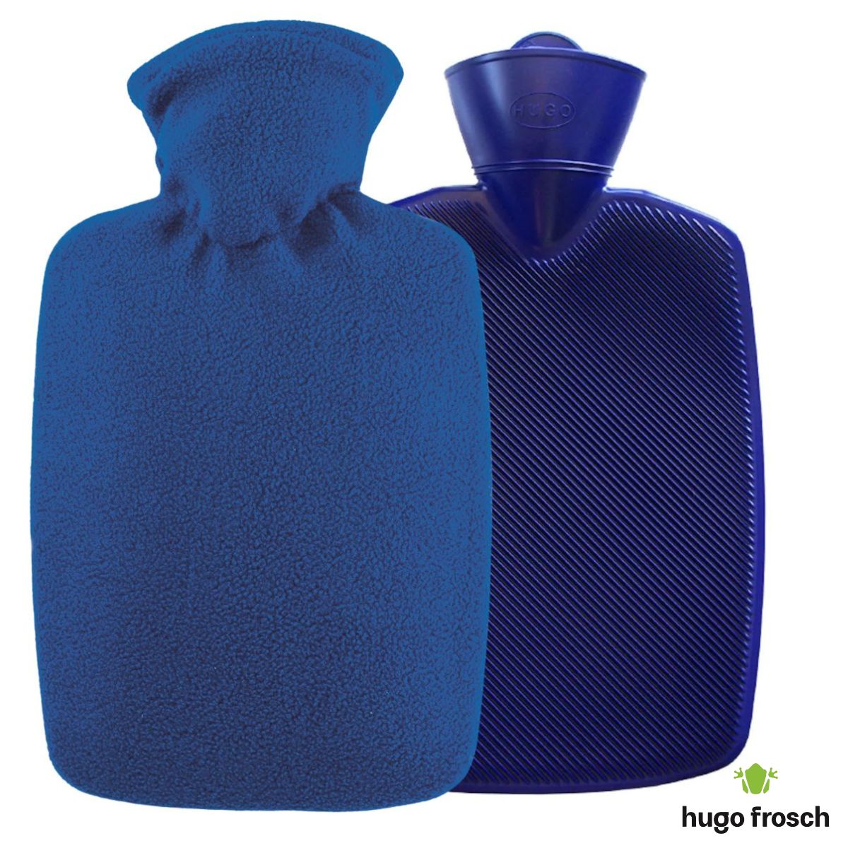 Hot Water Bottle Classic with Cover, Fleece - Blue