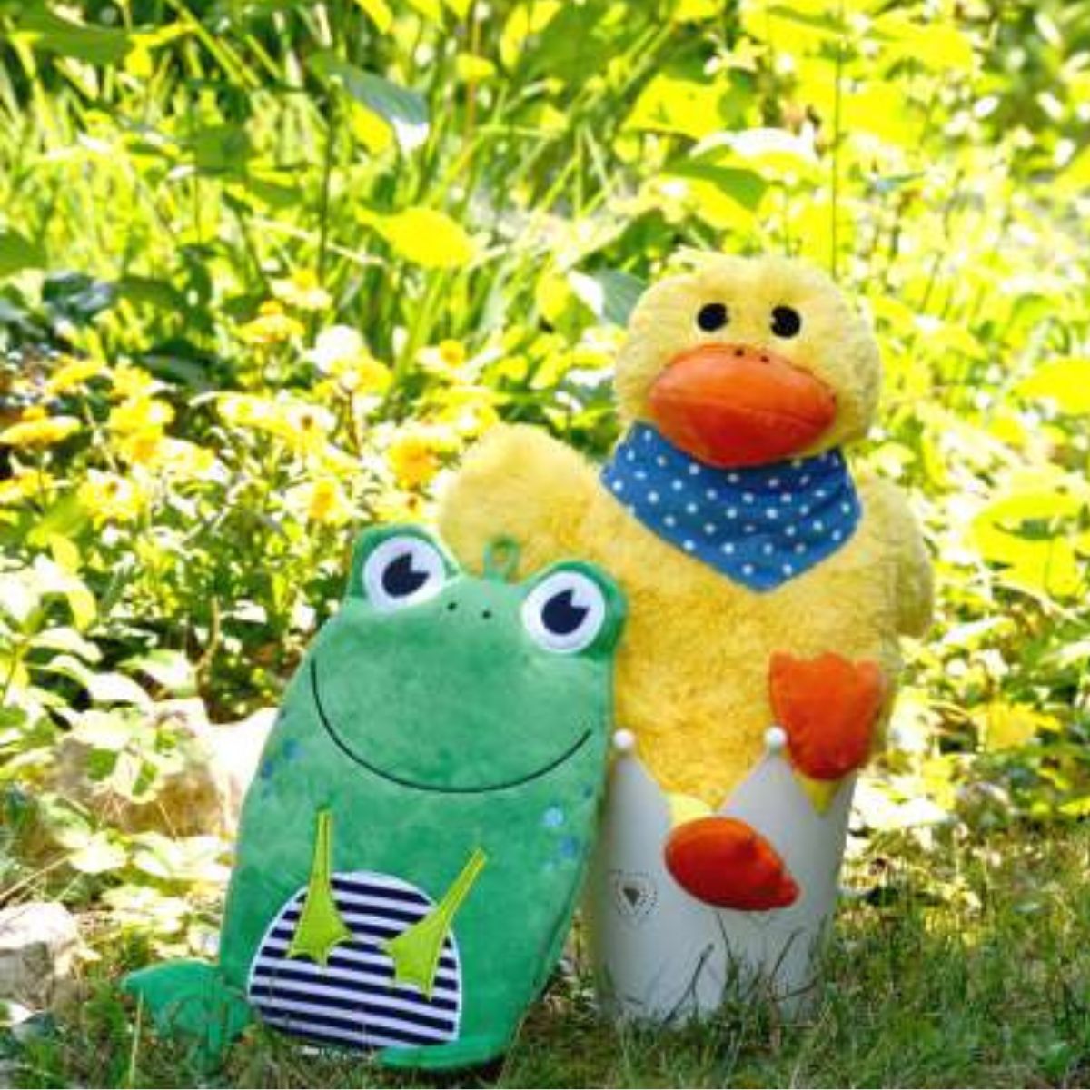 Kids Eco Hot Water Bottle Junior Comfort with Cover, Velour - Frog