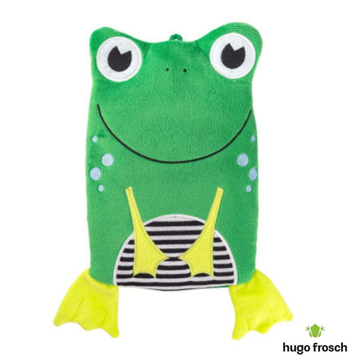 Kids Eco Hot Water Bottle Junior Comfort with Cover, Velour - Frog