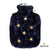 Hot Water Bottle Classic with Cover, Faux Fur - Dark Blue Stars