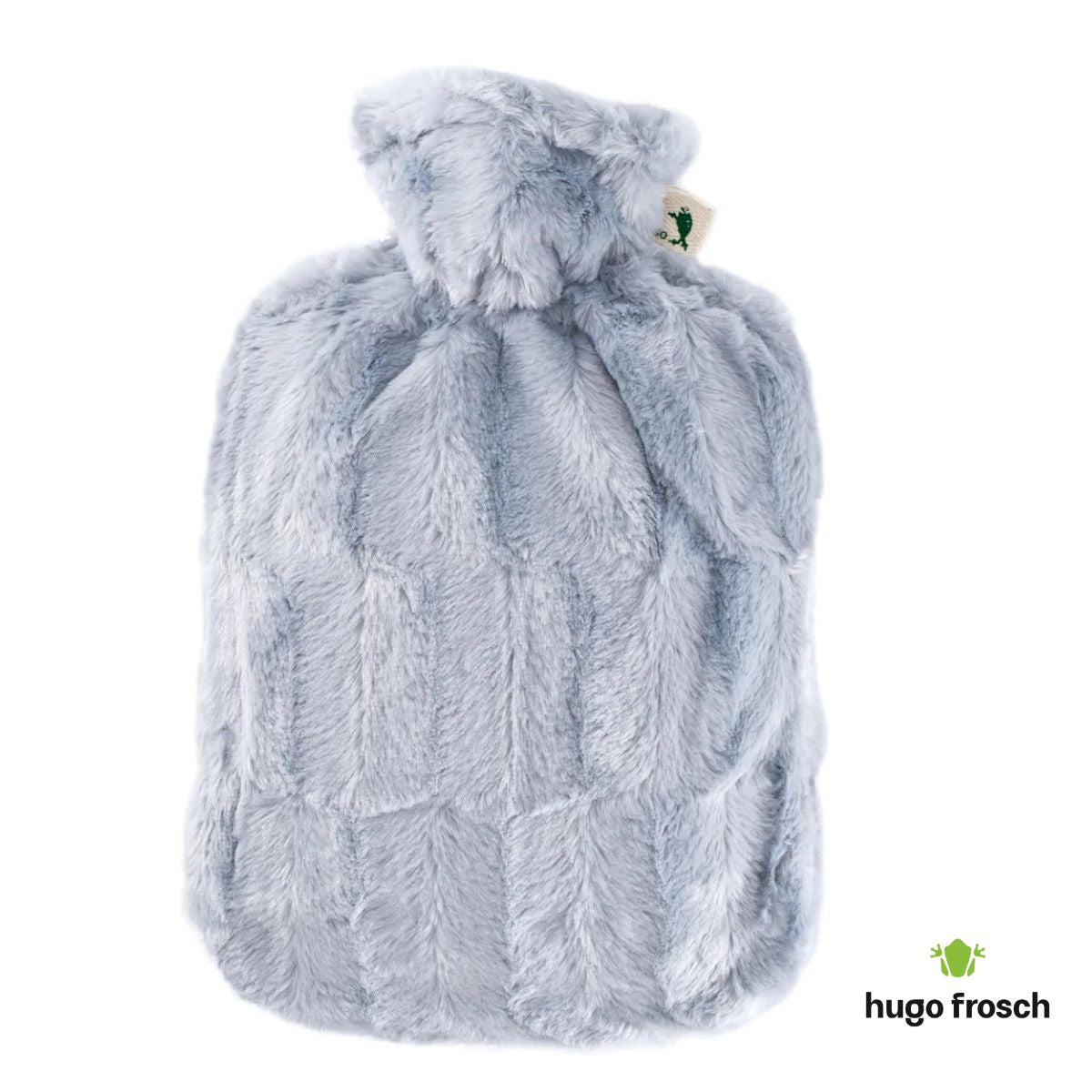Hot Water Bottle Classic with Cover, Faux Fur - Blue Grey