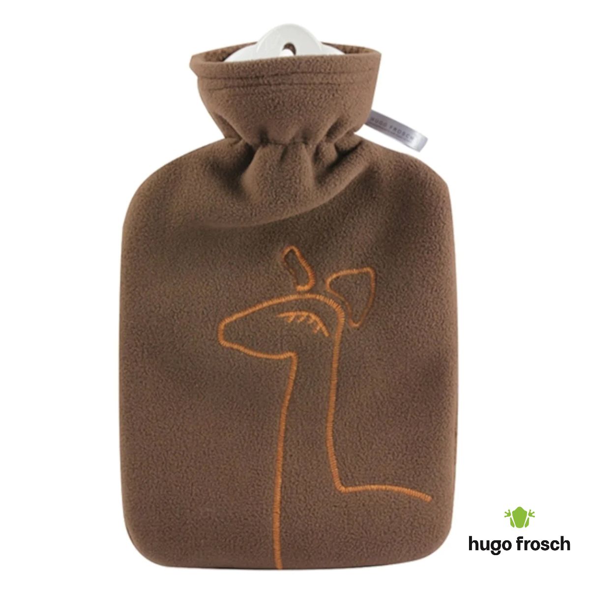 Hot Water Bottle Classic with Cover, Double Fleece - Brown Giraffe