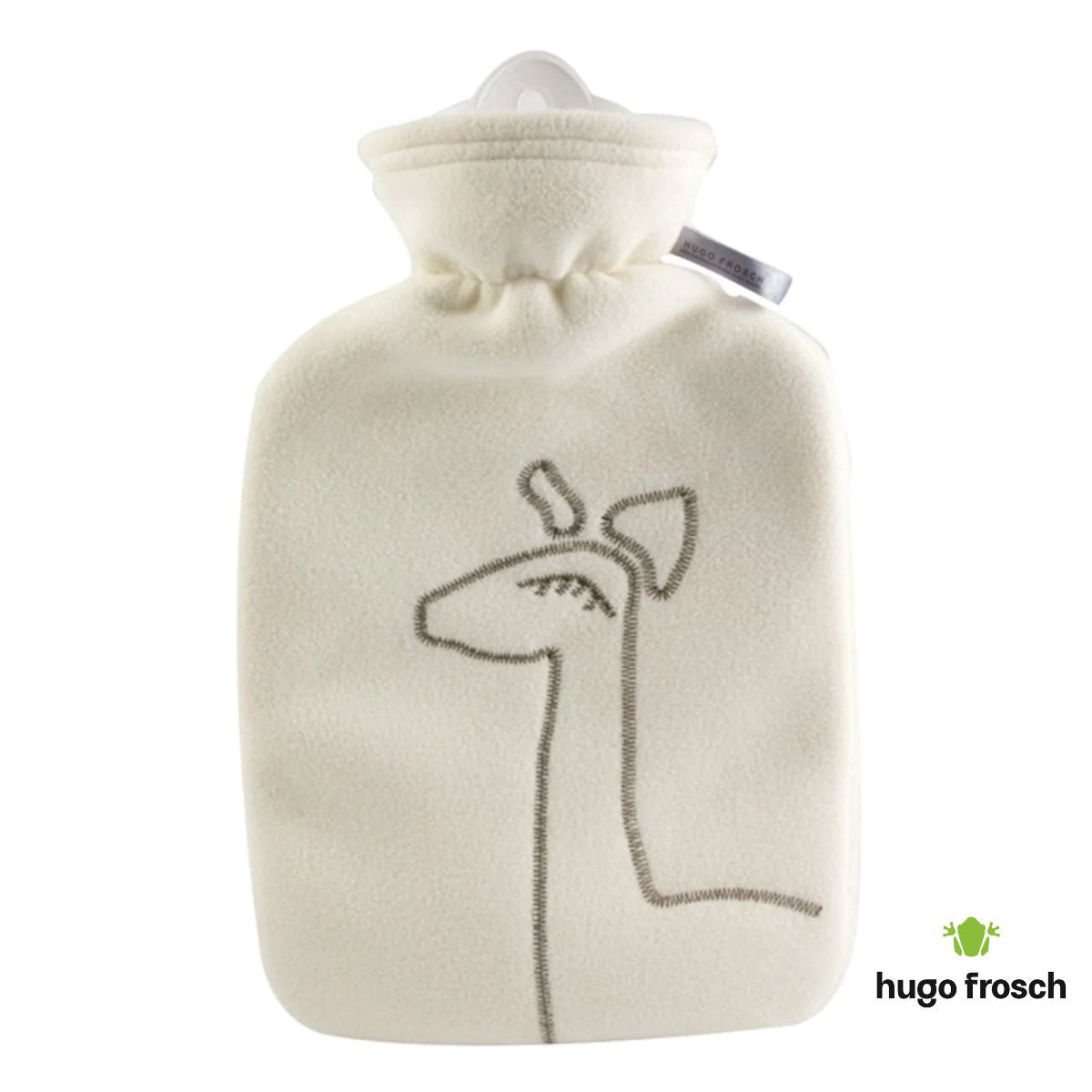 Hot Water Bottle Classic with Cover, Double Fleece Cover - Cream Giraffe