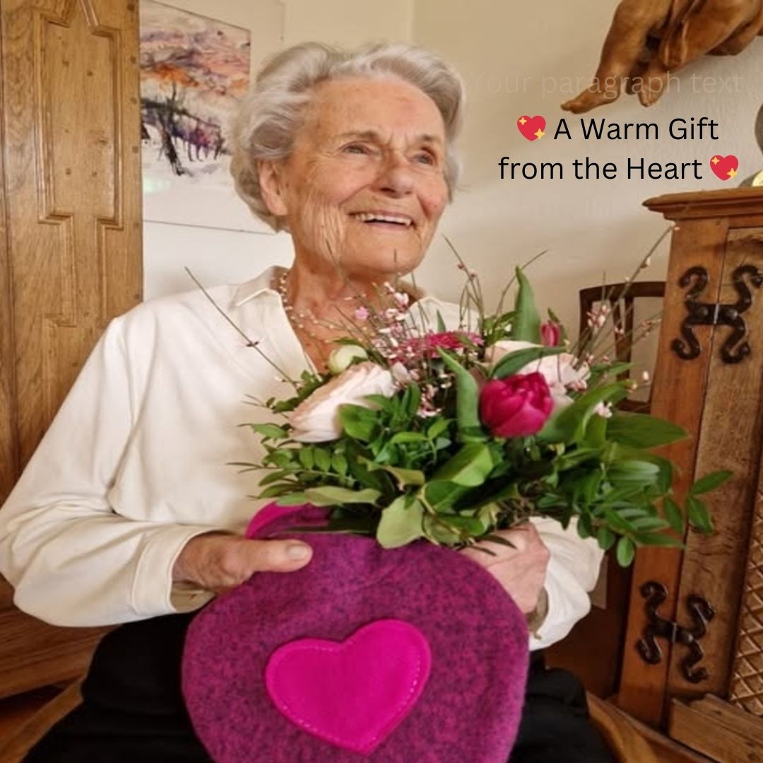 Hot Water Bottle Classic with Cover, Heart Knit - Raspberry