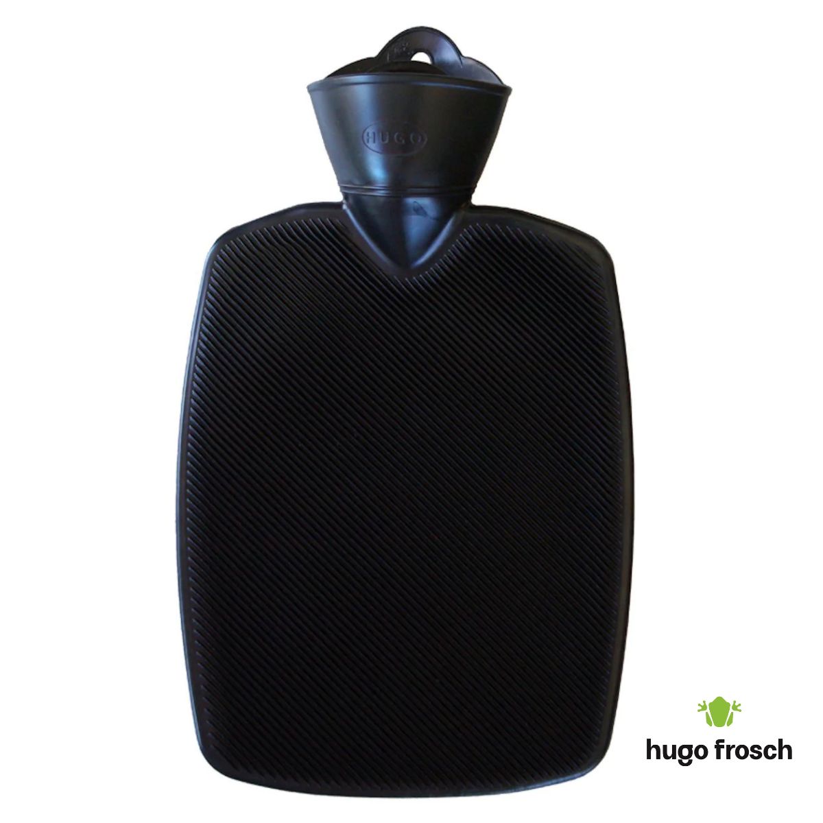 Hot Water Bottle Classic with Cover Faux Fur, Black