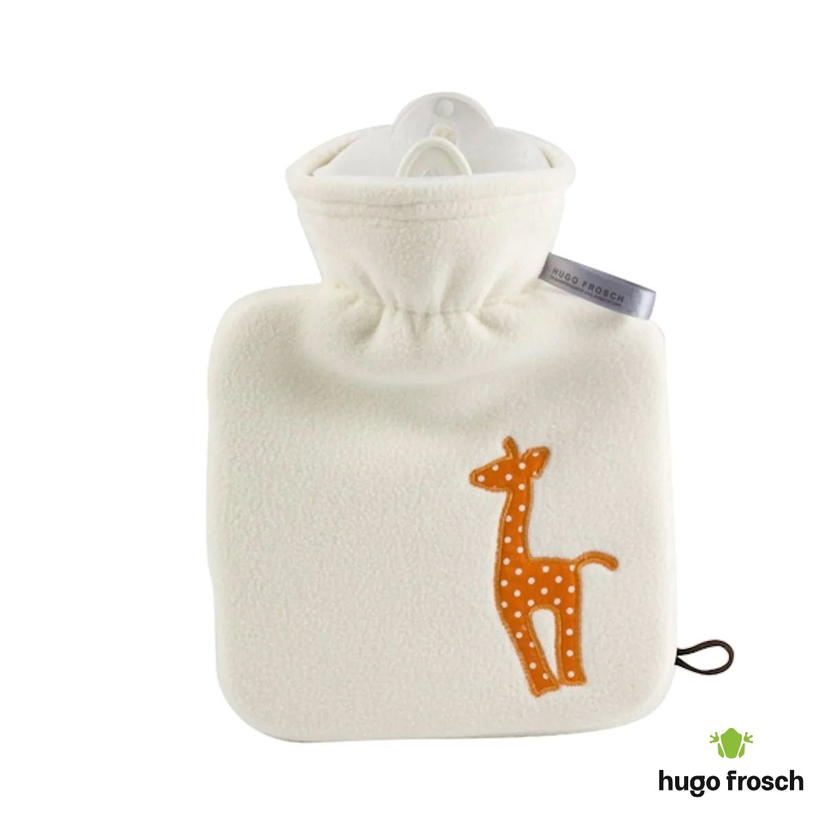 Kids Hot Water Bottle Classic with Cover, Fleece - White Giraffe