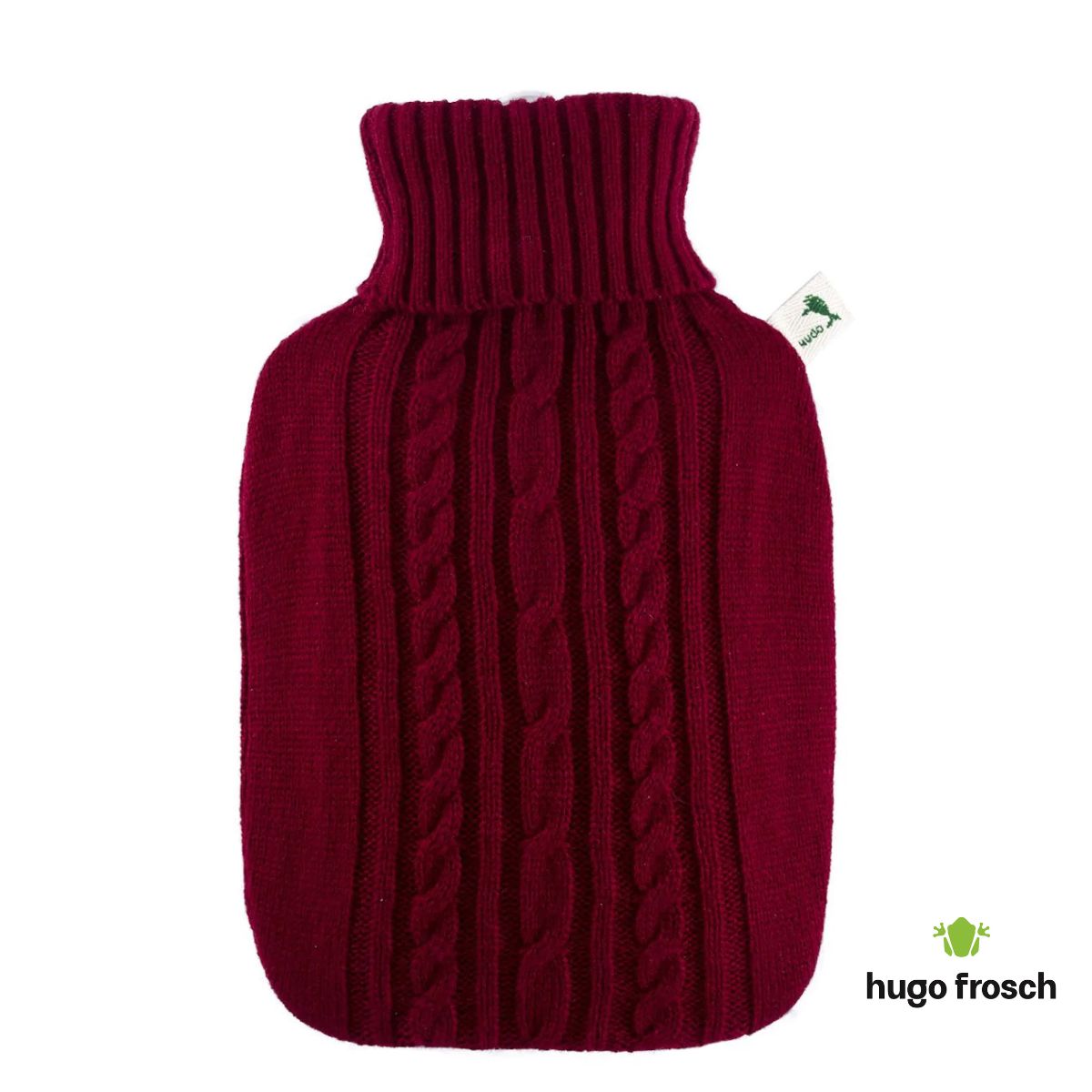 Hot Water Bottle Classic with Cover, Knitted - Red