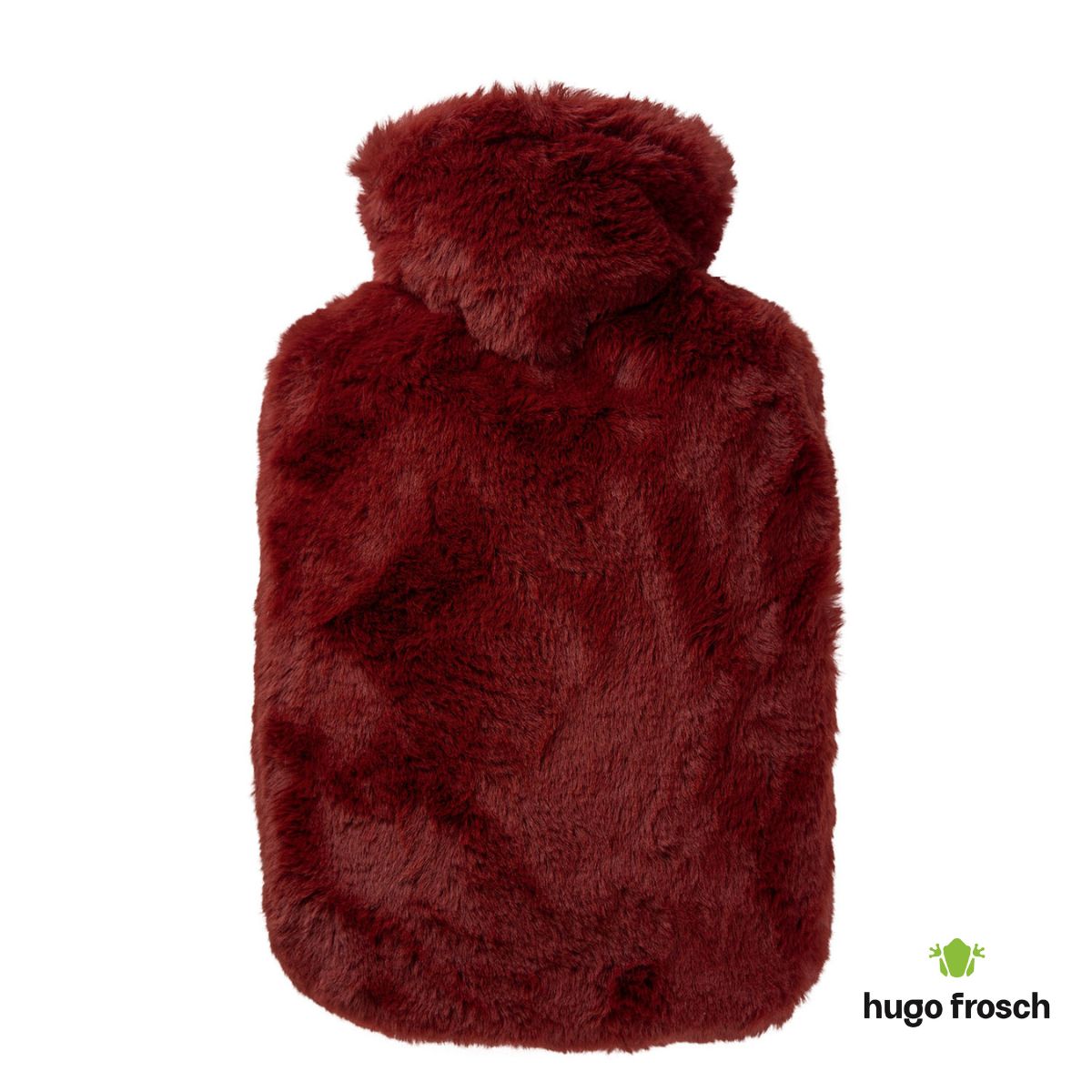 Hot Water Bottle Classic with Cover, Long Hair Faux Fur – Autumn Red