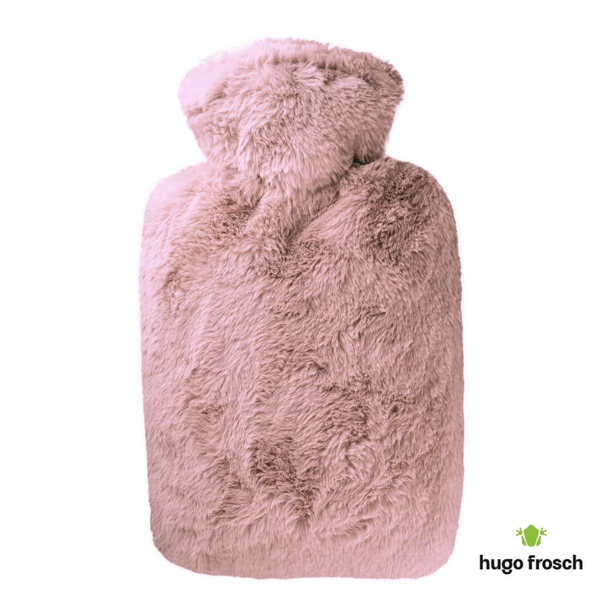 Hot Water Bottle Classic with Cover, Long Hair Faux Fur – Rose