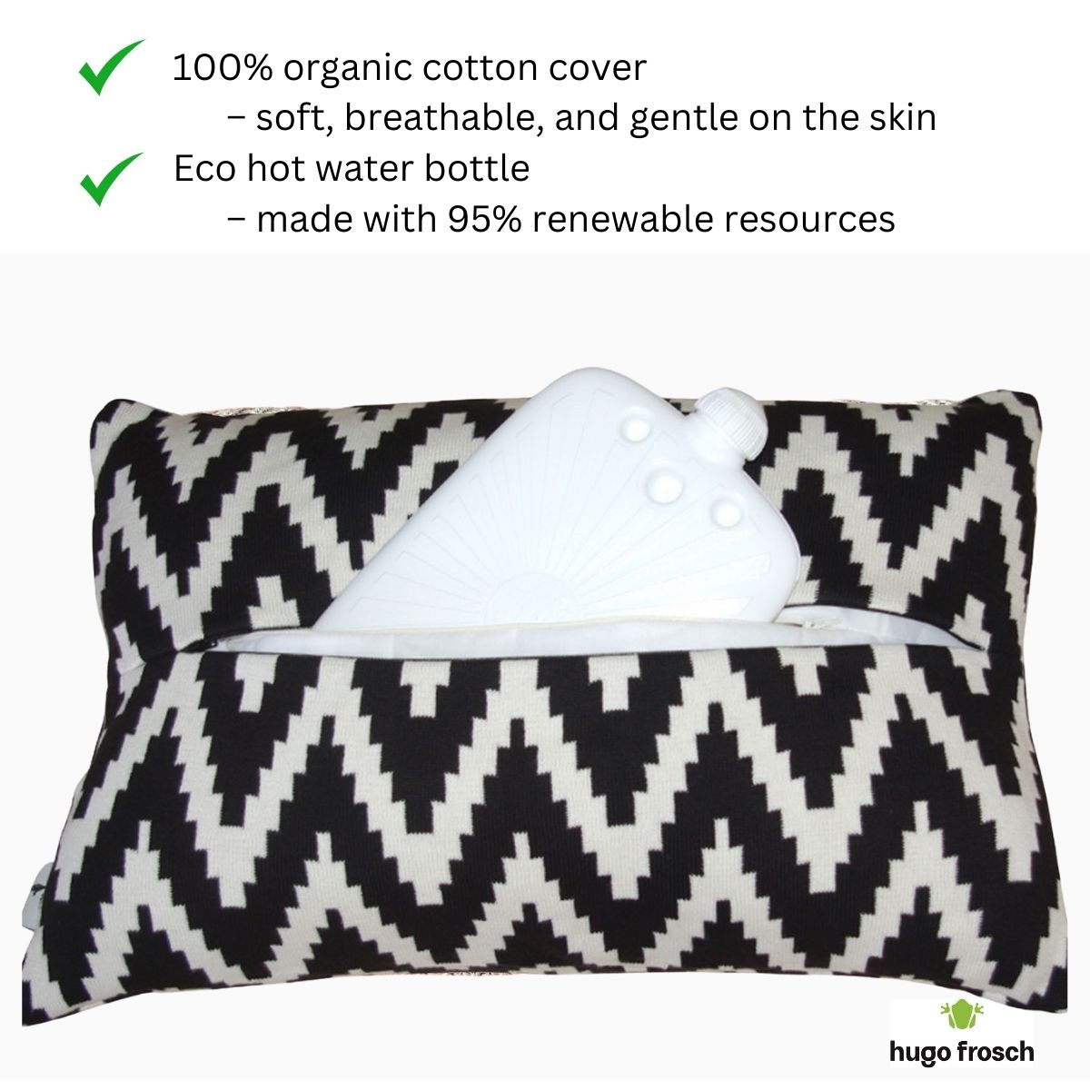 Designer Cushion with integrated Eco Hot Water Bottle -Knitted Cover- Lissabon