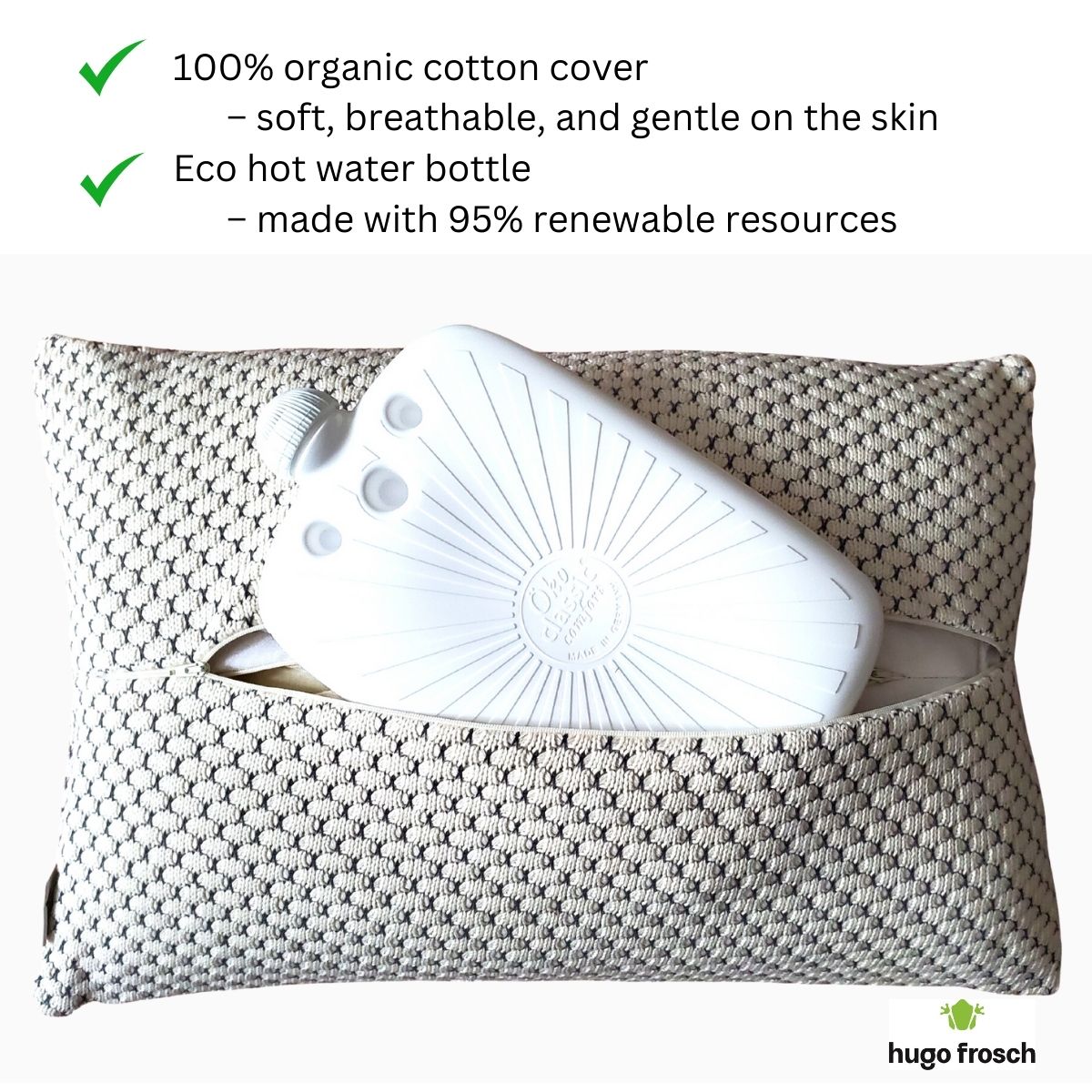 Designer Cushion with integrated Eco Hot Water Bottle -Knitted Cover- Hamburg