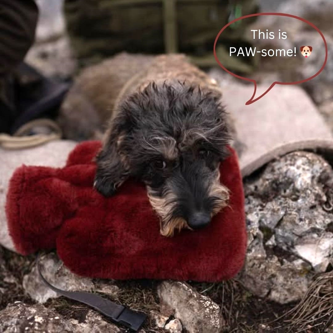 Hot Water Bottle Classic with Cover, Long Hair Faux Fur – Autumn Red