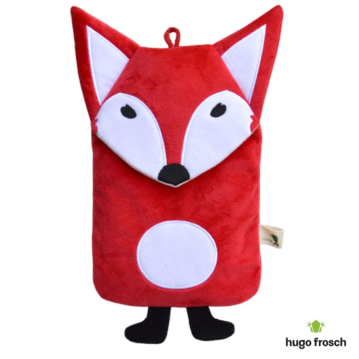 Kids Eco Hot Water Bottle Junior Comfort with Cover, Velour - Mrs. Fox Red