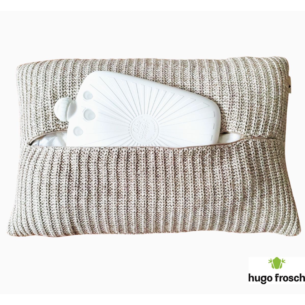 Desinger Cushion with integrated Eco Hot Water Bottle -Knitted Cover- Sylt