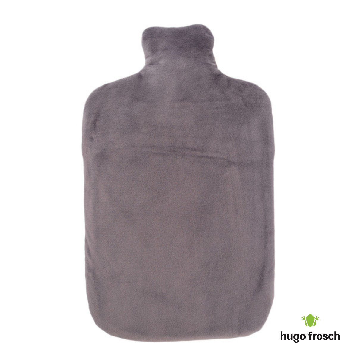 Hot Water Bottle with Cover, Velvety Velour  - Charcoal
