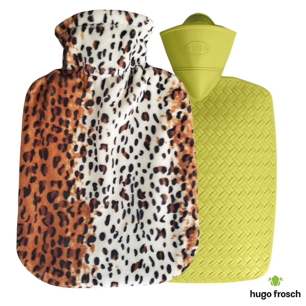 Hot Water Bottle Classic with Cover, Velour - Leopard