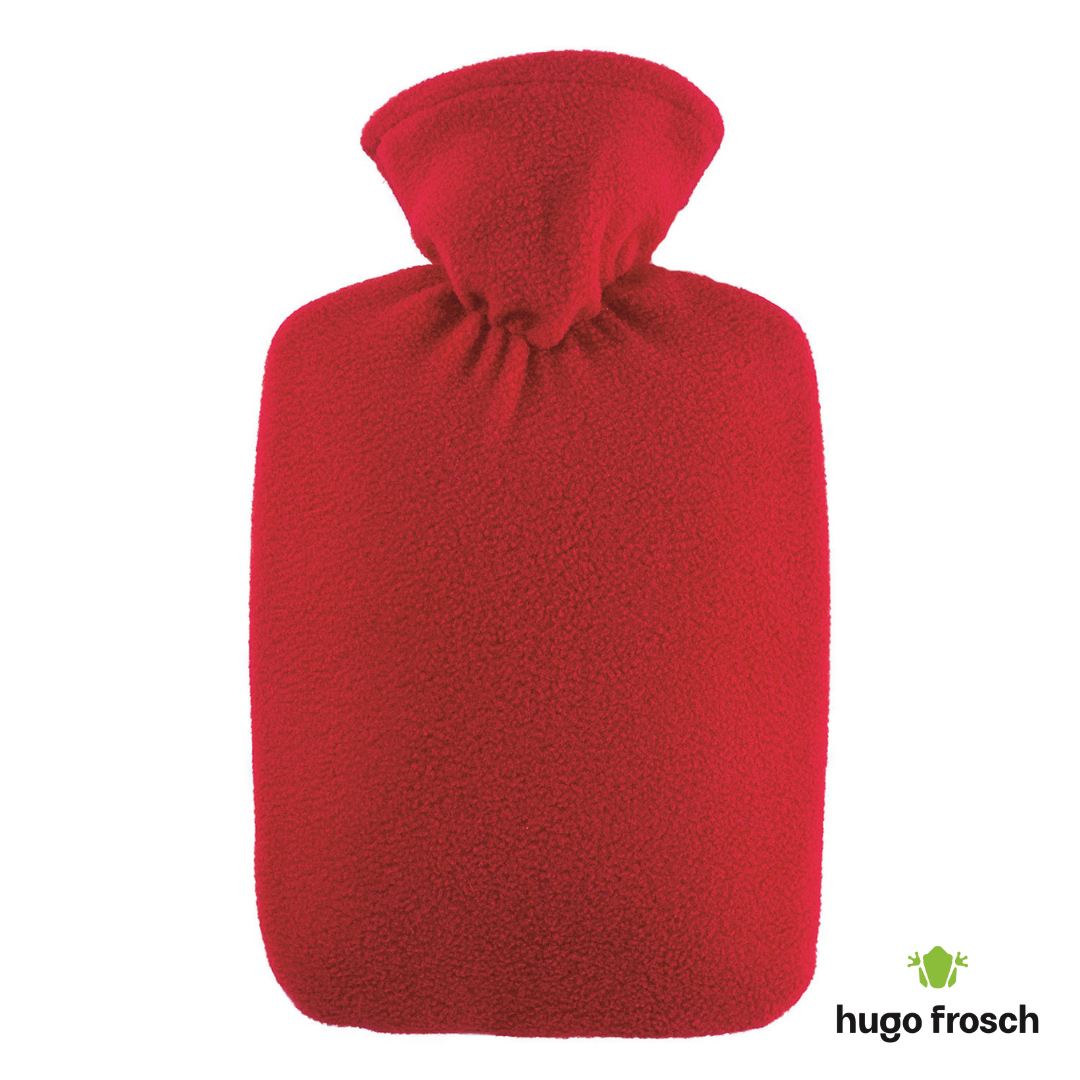 Hot Water Bottle Classic with Cover, Fleece - Red