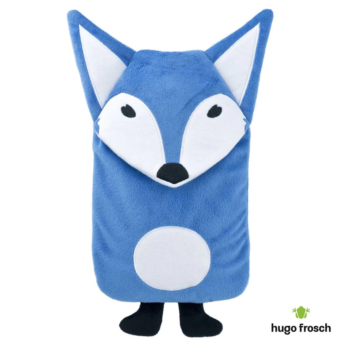 Kids Eco Hot Water Bottle Junior Comfort with Cover, Velour - Mrs. Fox Blue