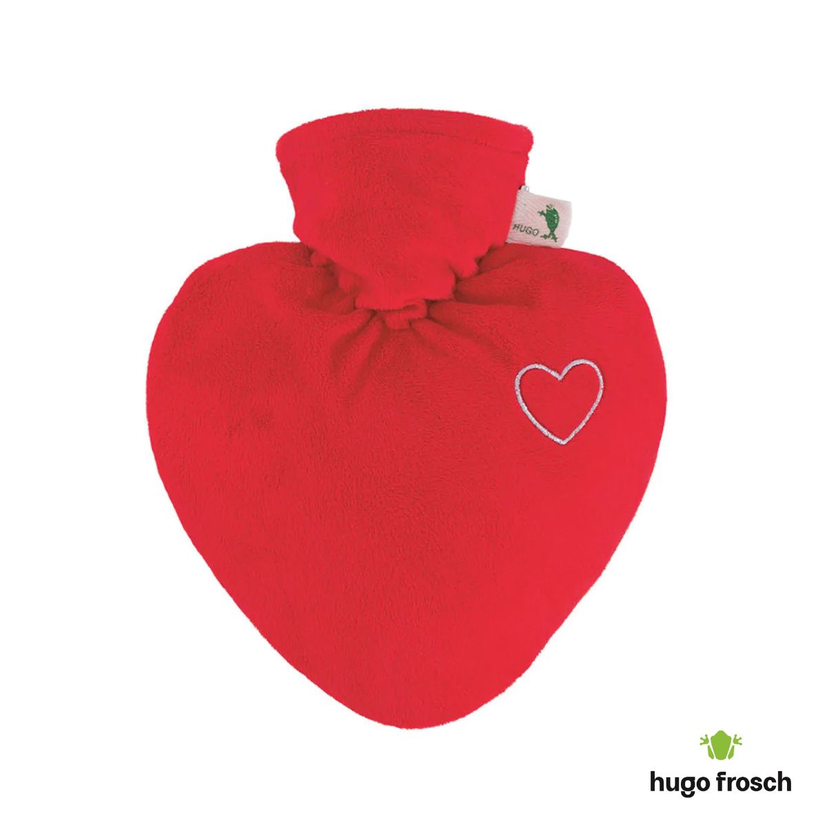Hot Water Bottle Classic with Cover, Velour - Red Heart