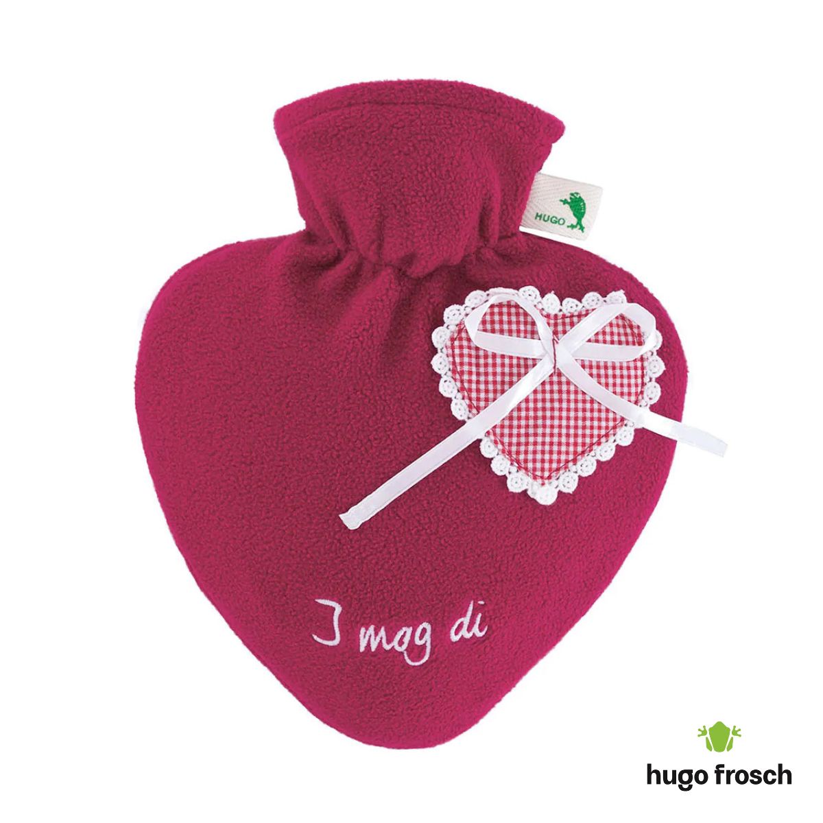Hot Water Bottle Classic with Cover, Fleece - Red "I mog di"