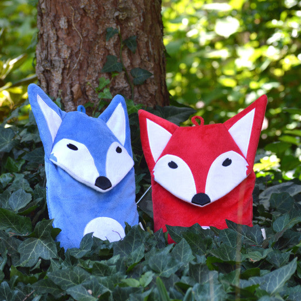 Kids Eco Hot Water Bottle Junior Comfort with Cover, Velour - Mrs. Fox Red