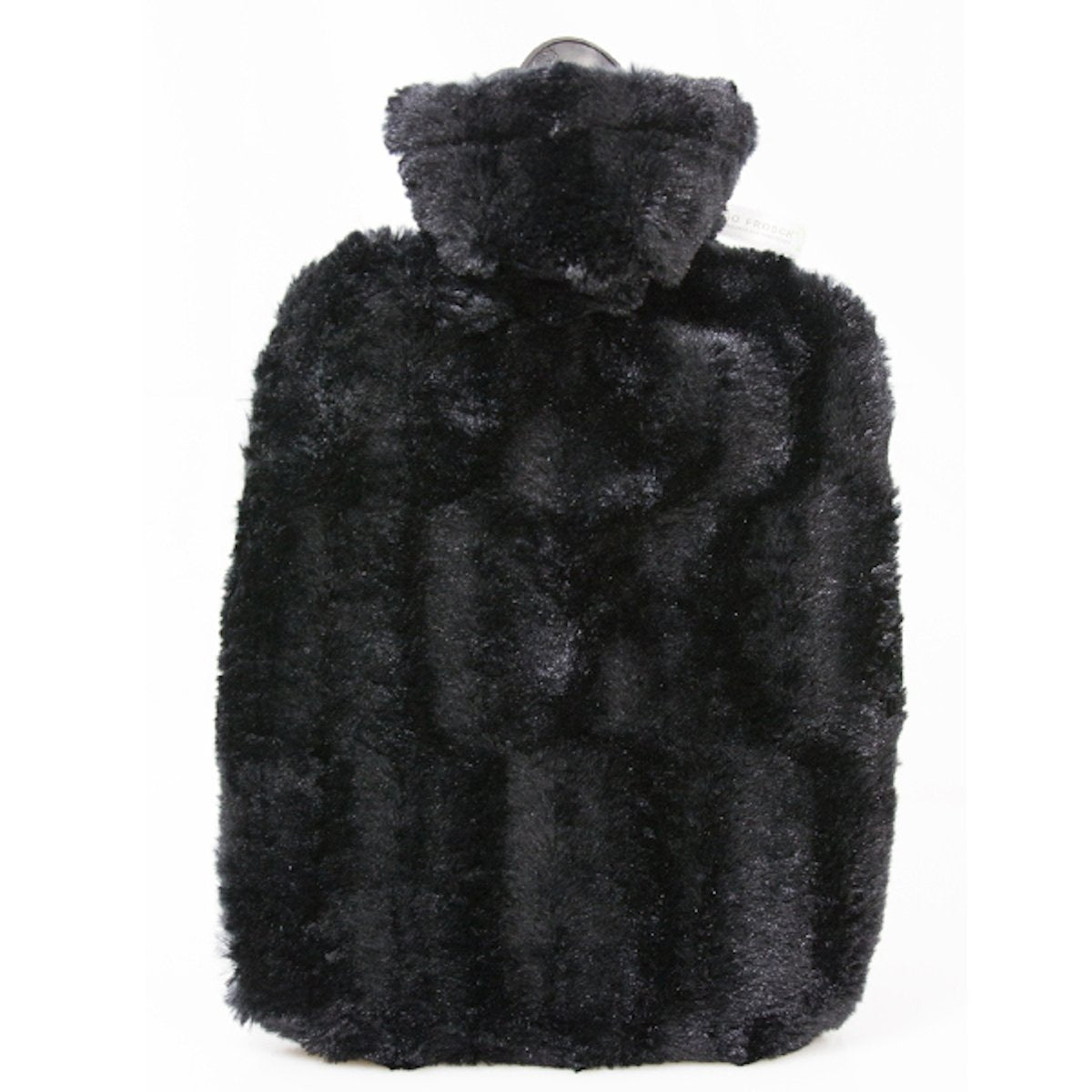 Hot Water Bottle Classic with Cover Faux Fur, Black