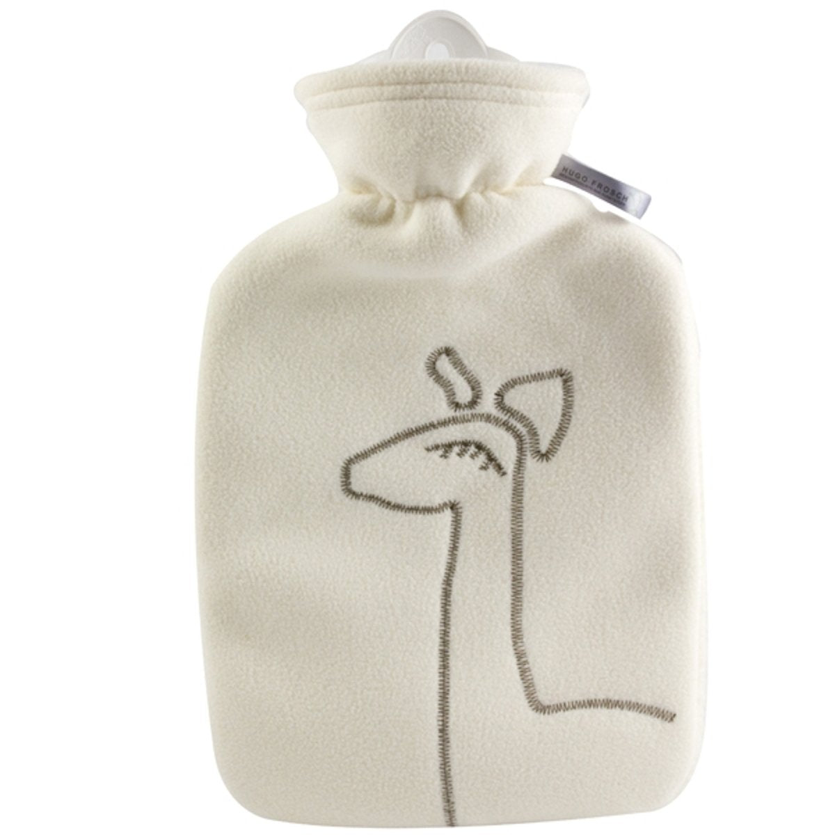 Hot Water Bottle Classic with Cover, Double Fleece Cover - Cream Giraffe