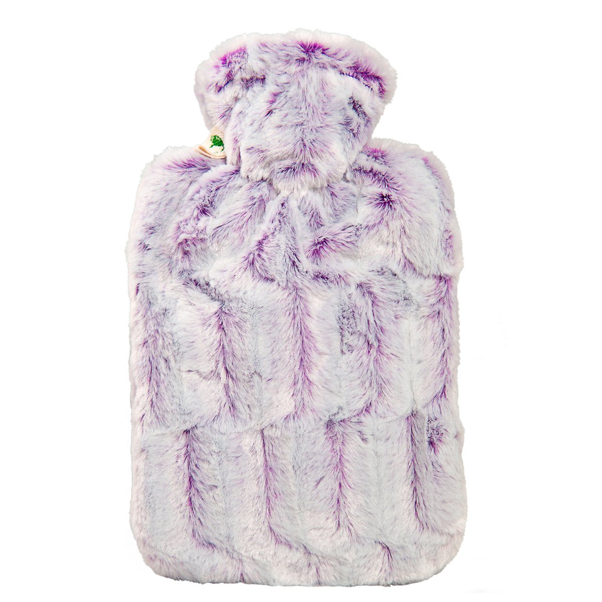 Hot Water Bottle Classic with Cover, Faux Fur - Purple-Silver